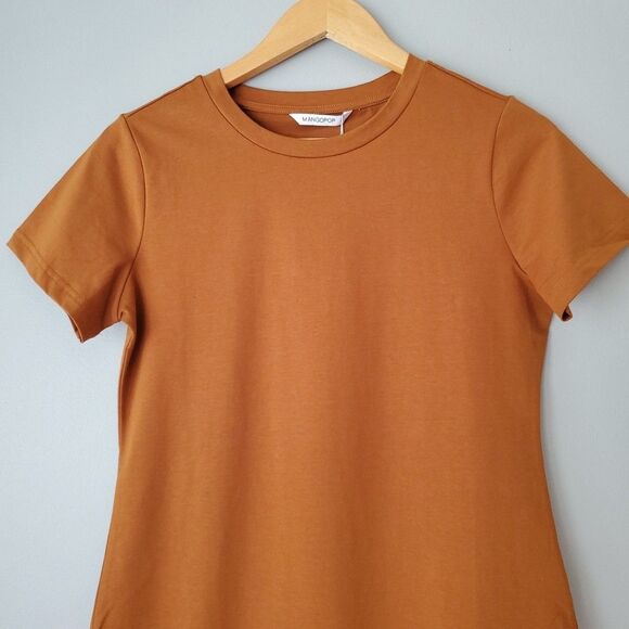 Mango Pop Brown Short Sleeve Crewneck Tee Shirt Bodysuit Womens Large - Picture 2 of 6